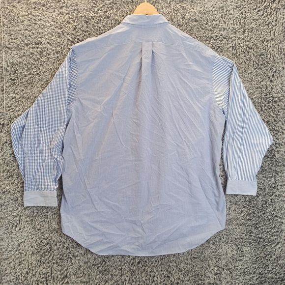 Ralph Lauren Shirt Men 17.5 34/35 Blue White Plaid Stripped Casual Button Down - Picture 8 of 8